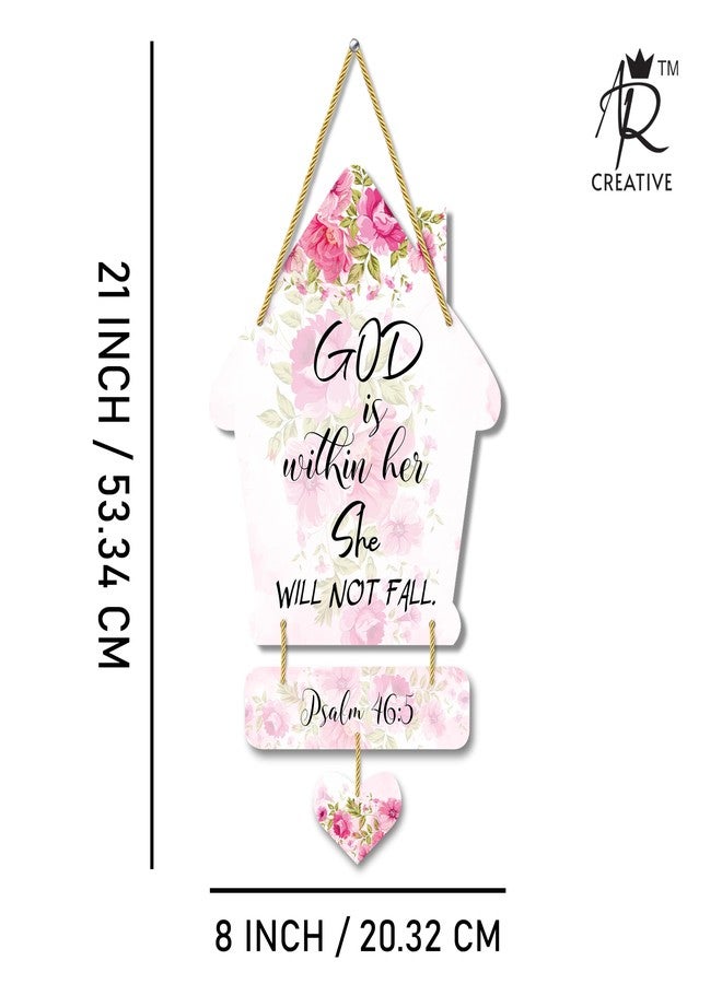 AR Creative God Is Within Her - Bible Verse Wall Hanging For Home Decoration, Bible Quotes MDF Wooden Wall Art, Bible Verse, Home, Office Decor, Wall Wood Hanger (21 inch x 8 inch) - Image 5